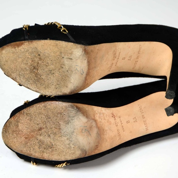 Kate Spade black suede open toe high heels sz 8AA - Picture 5 of 8
